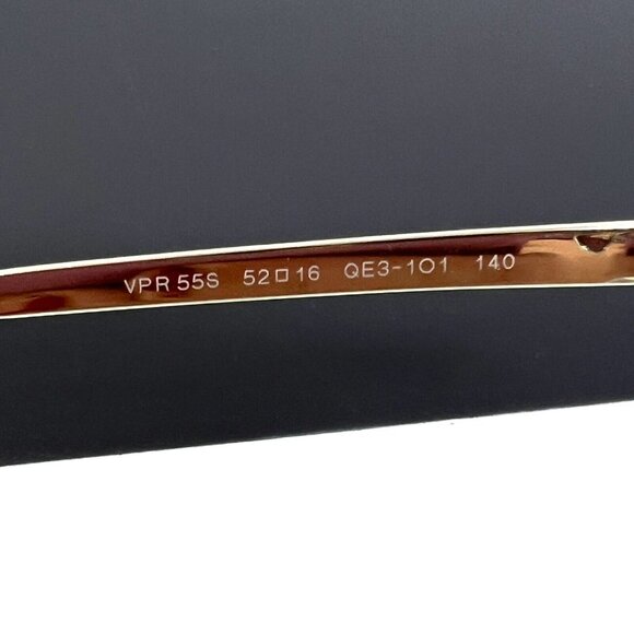 Prada Eyeglasses Frames VPR 55S QE3-1O1 Black Gold Cat Eye Full Rim 52-16-140 - Picture 6 of 10